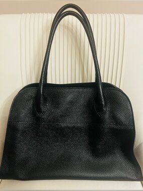Simons Classic Black Leather Tote Bag - Made in Italy